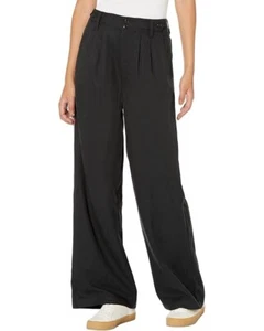 Madewell The Harlow Pants Women's 8 Black Linen Blend Pleated Wide Leg JDM1398 - Picture 1 of 8