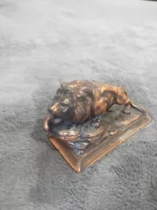 Lions Club International Copper Toned Metal Award Desk Paperweight - Picture 1 of 6