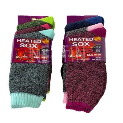 6 pares de meias térmicas quentes femininas aquecidas Heat Sox trabalho inverno grosso macio feminino - Imagem 1 de 4