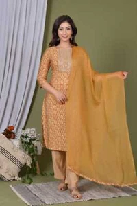 Nuevo Hermoso Tela Maslin Bordado Trabajo Impreso Kurti con Pintura Dupatta Set - Imagen 1 de 9