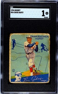 1934 Goudey #34 Chick Hafey SGC 1 **HOF Key Card**