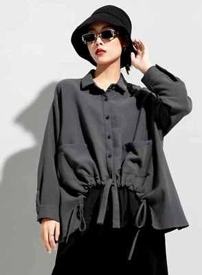 Grey Urban Designer Arty Edgy Classic  Casual Ladies Blouse Shirt Jacket  10 12 - Image 1 of 4