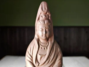 Estatua de cerámica Kannon Bosatsu 9 pulgadas, imagen del budismo japonés, figura vintage - Imagen 1 de 10