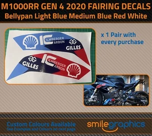 BMW S1000RR M belly Pan Decals Gen 4 Gen4 2019-2024 - Red, Light Blue, Dark Blue - Picture 1 of 1
