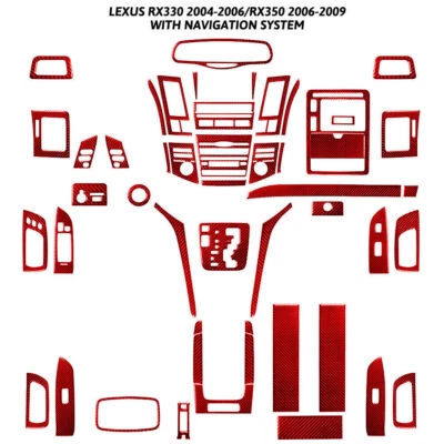 Kit interior completo de fibra de carbono rojo para Lexus RX330 RX350 49 piezas Foto 1 de 4