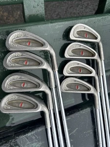 PING EYE Red Dot 🔴 Iron Set 3-W Golf Clubs ⛳ Steel PING Karsten shafts RH VGC - Picture 1 of 4