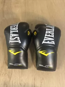 EVERLAST Elite Boxing Training Gloves Black 8oz Small With Evershield Used - Picture 1 of 7