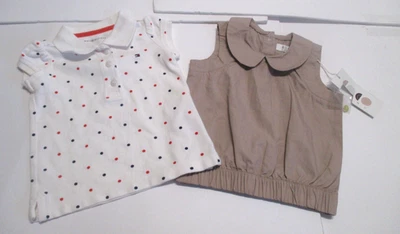 3 INFANT GIRLS TOMMY HILFIGER RED WHITE BLUE & NEW BLANC BEIGE SHIRT BLOUSE 6-9M - Image 1 of 4