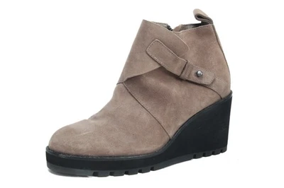 Eileen Fisher Taupe Gamuza Cuero Cuña Botines Bota Cremallera Invierno Mujer 9  Foto 1 de 4