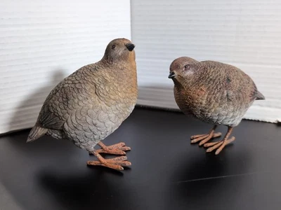 PAR DE 2 FIGURAS DE CODORNIZ RELOJ MARRÓN PINTADAS A MANO RESINA DETALLADA ALEMANIA USADAS EN EXCELENTE ESTADO Foto 1 de 4