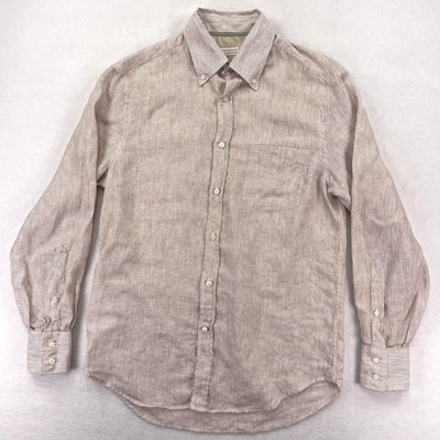 Brunello Cucinelli Shirt Mens Small Striped Linen Button Down Made in Italy - Image 1 of 4