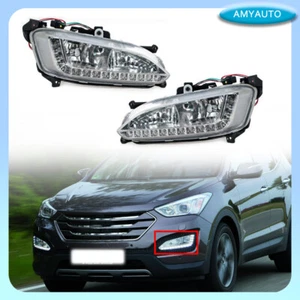 1Pair Fog Lamp DRL LED Daytime Running Light For Hyundai Santa Fe IX45 2013-2015 - Picture 1 of 11