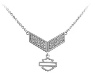 Harley-Davidson Women's Insignia Bling Bar & Shield Necklace, Sterling Silver - Picture 1 of 3
