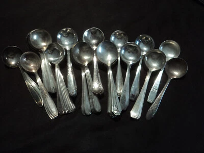 Lote de 78 cucharas caldo cuenco redondo plateadas 39 pr artesanía o mesa Foto 1 de 4