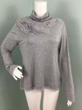 NWT Women's Shu Shu L/S Gray Pleated Chiffon Turtleneck Top Sz XL Extra Large