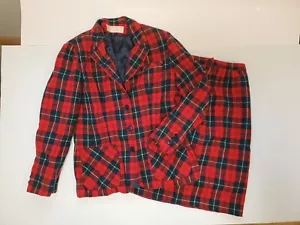 Gonna abito vintage donna pendleton 100% lana rosso a quadri giacca tuta - Foto 1 di 12