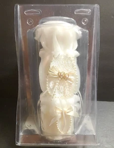 Lillian Rose White Wedding Unity 9.5" Pillar Candle NEW Lace Ribbon Heart Pearls - Picture 1 of 10