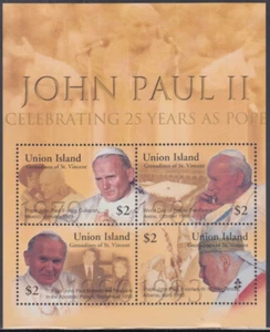 ST VINCENT UNION Sc#283a-d CPL MNH S/S de 4 DIFF - 25o AÑO ELECCIÓN DEL PAPA - Imagen 1 de 1