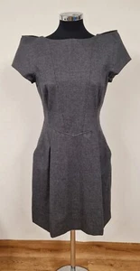 TED BAKER grey shift dress size 3 UK 12 Kley wool pockets structured stretch - Picture 1 of 11