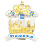 Souvenir métal magnétique suédois château couronne drapeau Sverige