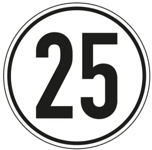 Aufkleber Geschwindigkeits-Schild "25 km/h" Folie gemäß StVZO § 58 | Ø5-30cm - Bild 1 von 1