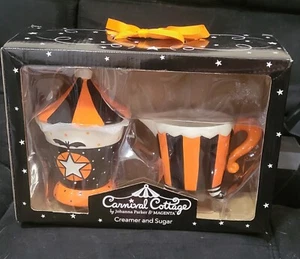 Johanna Parker Carnival Cottage Halloween Cream & Sugar Set - NEW IN BOX - Picture 1 of 4