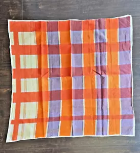 Vintage MCM Vera Neumann Mid Century 1960's plaid Poly scarf 24" x 24" - Picture 1 of 5