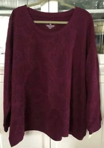 SONOMA Woman Plus 3X Stretch Knit Pullover Sweatshirt Top BURGUNDY FLORAL purple - Picture 1 of 3