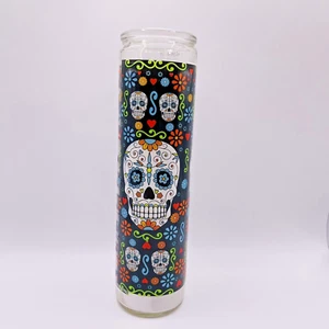 Skull Candle Dia De Los Muerto Day of the Dead Prayers Illuminate Your Heart 8" - Picture 1 of 4