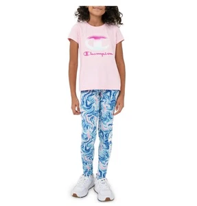 Champion Girl's 2 Piece Short Sleeve Tee & Legging Active Set Size 10/12 New - Picture 1 of 7