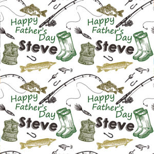 PERSONALISED FATHERS DAY DAD DADDY FISHING NAME WRAPPING PRESENT WRAP PAPER