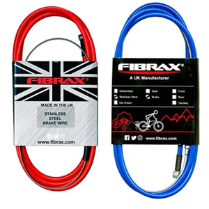Stainless Steel Coloured Cycle Brake Cable - Red / Blue UK Made - Universal - Picture 1 of 3