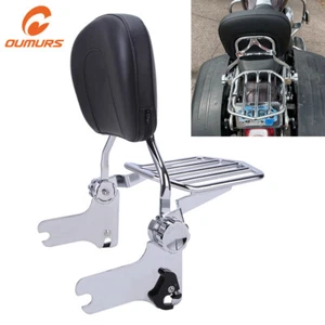 Detachable Passenger Backrest Sissy Bar Luggage Rack For Harley Touring 97-08 - Picture 1 of 12