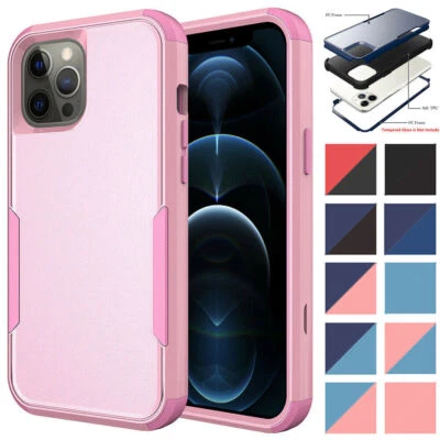 Soft Silicone Hard Plastic Hybrid Case Cover For iPhone 11 12 13 14 15 6 7 8 XS - Image 1 of 4