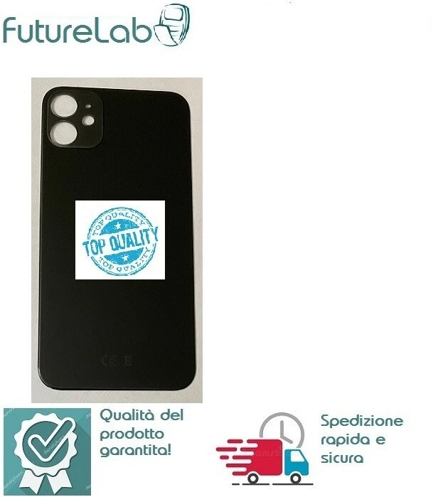 VETRO SCOCCA POSTERIORE BACK COVER IPHONE 11 NERO BLACK  CON LOGO BIG HOLE - Immagine 1 di 1