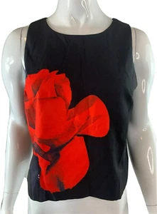 Banana USA Women's Size Small Black Sleeveless NWT Rose Accent NEW - Picture 1 of 9