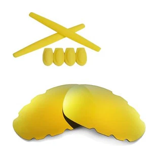 Walleva Polarized 24K Gold Vented Lenses And Yellow Rubber Kit For Oakley Juliet - Picture 1 of 6