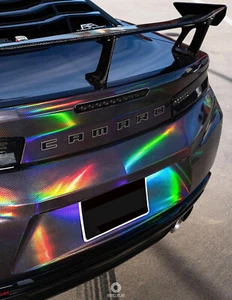 Película de vinilo holográfica negra arco iris nido de abeja para automóvil brillante de fibra de carbono para automóvil - Imagen 1 de 8