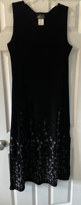Vtg Velvet Maxi Dress Womens XL Black Velour Metallic Floral Whimsigoth Fairy - Image 1 of 4