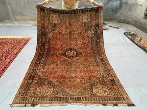 5'3 x 8' Antique Caucasian Rug, Terracotta Medallion, Rare Hand-Knotted Carpet - Picture 1 of 11
