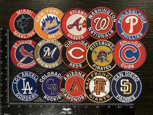 * 30 LOT * ALL MLB TEAMS LOGO 3" ROUND IRON ON PATCHES + MLB LOGO SHIPS FREE - Picture 1 of 3