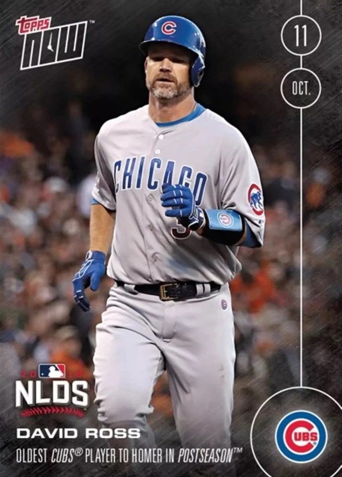 2016 TOPPS NOW #573 DAVID ROSS - OLDEST CUBS PLAYER TO HOMER IN POSTSEASON - Image 1 of 1