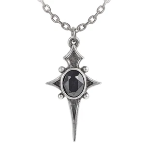 Alchemy Gothic Sterne Leben Pendant Star Cross Jet Black Crystal Necklace P979 - Picture 1 of 3