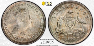 1910 Threepence Coin - PCGS MS66 - GEM Uncirculated Only 13 Graded Higher!! - Picture 1 of 3
