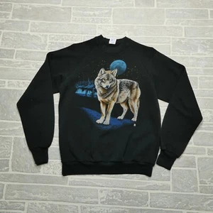 VINTAGE Jerzees 1987 Sweatshirt Wolf Moon Crewneck Raglan Sleeve USA Made Size L - Bild 1 von 11