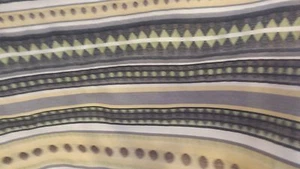 LEMON YELLOW GREY LIME GREEN BLACK RAILROADED COTTON STRIPE UPHOLSTERY FABRIC - Picture 1 of 3