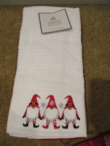 Juego/3 Toallas de Mano de Cocina Navideñas Bordadas AA Gnomos Nuevas Narices Marrones - Imagen 1 de 10
