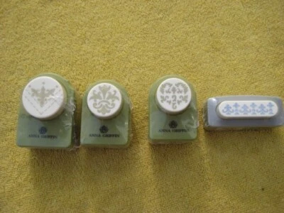 Лот из 4 бумажных перфораторов Anna Griffin Fleur De Lis Flourish Heart носители на всю ночь - Изображение 1 из 4