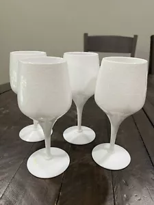Old Morgantown Glass Solid White Vision Flower Etched Glass Set Of 4 - Picture 1 of 7