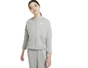 Nike Big Kids' (Girls') Studio Full Zip Hoodie (Light Smoke Grey) Size XL